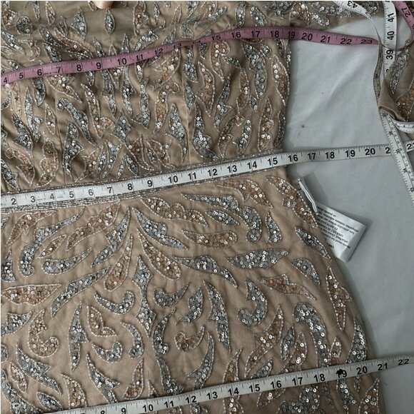 NWT $598 Mac Duggal [ 10 ] Beaded Long Sleeve Evening Gown in Mocha‎ #Q755 - Picture 5 of 15